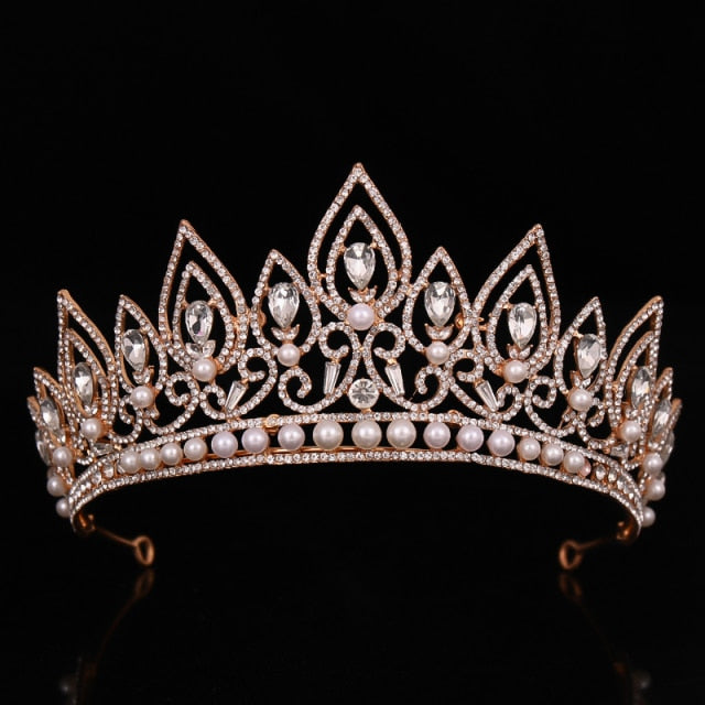 Wedding Crown Gold Silver Color Rhinestone Crystal Diadem Queen Crown Princess Tiaras Bridal Hair Jewelry Party Hair Accessories-Dollar Bargains Online Shopping Australia