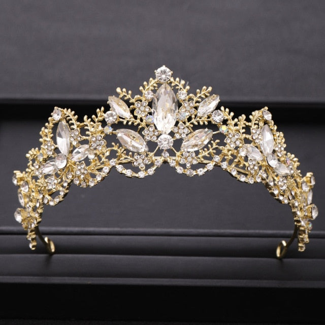 Wedding Crown Gold Silver Color Rhinestone Crystal Diadem Queen Crown Princess Tiaras Bridal Hair Jewelry Party Hair Accessories-Dollar Bargains Online Shopping Australia