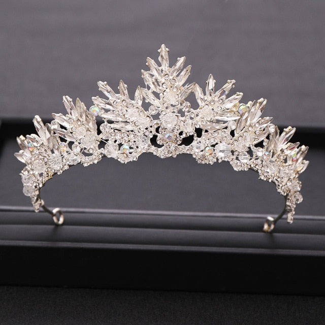 Wedding Crown Gold Silver Color Rhinestone Crystal Diadem Queen Crown Princess Tiaras Bridal Hair Jewelry Party Hair Accessories-Dollar Bargains Online Shopping Australia