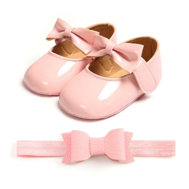 Sequins Baby Shoes Leather Toddler Baby Girl First Walkers Sets Headband Bow-knot Soft Sole Hook &amp; Loop Bling Shoes for Girls-Dollar Bargains Online Shopping Australia