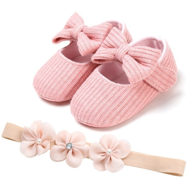 Sequins Baby Shoes Leather Toddler Baby Girl First Walkers Sets Headband Bow-knot Soft Sole Hook &amp; Loop Bling Shoes for Girls-Dollar Bargains Online Shopping Australia