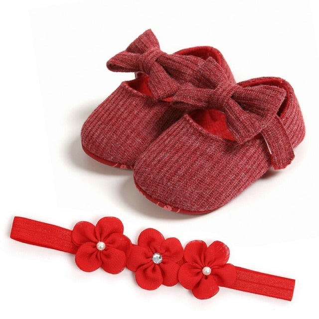 Sequins Baby Shoes Leather Toddler Baby Girl First Walkers Sets Headband Bow-knot Soft Sole Hook &amp; Loop Bling Shoes for Girls-Dollar Bargains Online Shopping Australia