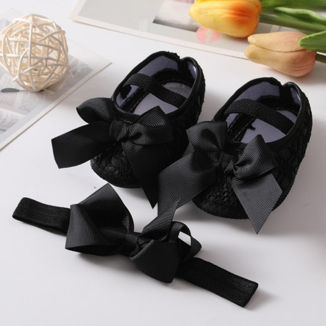 Sequins Baby Shoes Leather Toddler Baby Girl First Walkers Sets Headband Bow-knot Soft Sole Hook &amp; Loop Bling Shoes for Girls-Dollar Bargains Online Shopping Australia