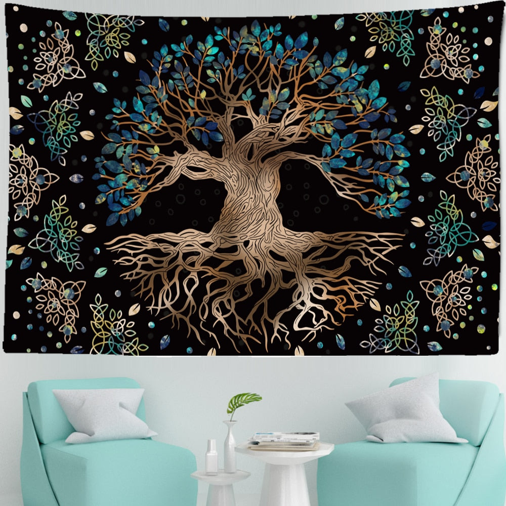 Tree of life Mushroom Forest Tapestry Wall Hanging Fairy Tale Castle Skeleton Bohemian Psychedelic Home Dormitory Dream Decor-Dollar Bargains Online Shopping Australia