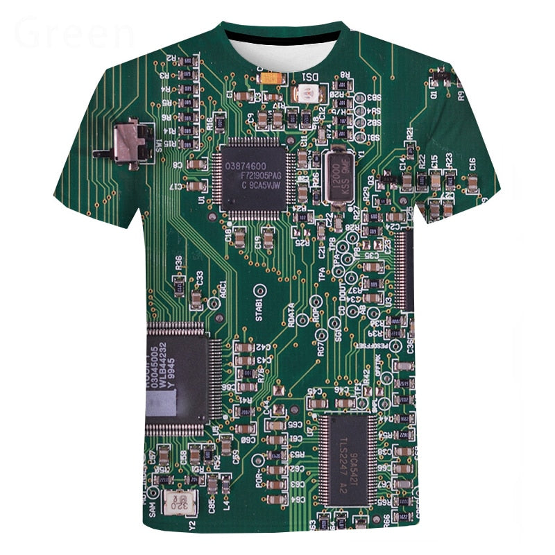 Electronic Chip Hip Hop T Shirt Men Women 3D Machine Printed Oversized T-shirt Harajuku Style Summer Short Sleeve Tee Tops-Dollar Bargains Online Shopping Australia