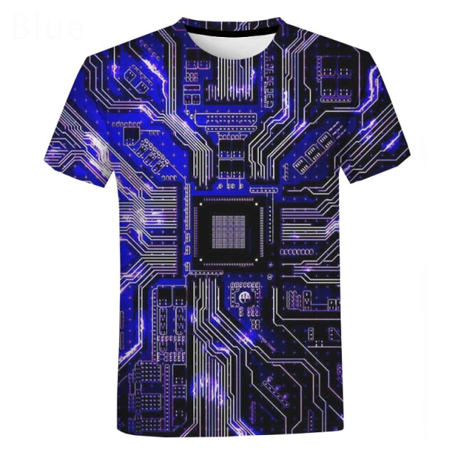 Electronic Chip Hip Hop T Shirt Men Women 3D Machine Printed Oversized T-shirt Harajuku Style Summer Short Sleeve Tee Tops-Dollar Bargains Online Shopping Australia