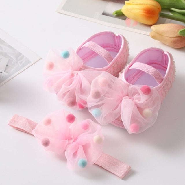 Sequins Baby Shoes Leather Toddler Baby Girl First Walkers Sets Headband Bow-knot Soft Sole Hook &amp; Loop Bling Shoes for Girls-Dollar Bargains Online Shopping Australia