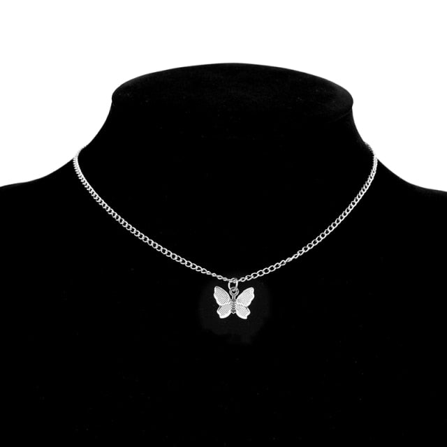 Vintage Multilayer Pendant Butterfly Necklace for Women Butterflies Moon Star Charm Choker Necklaces Boho Jewelry Christmas Gift-Dollar Bargains Online Shopping Australia
