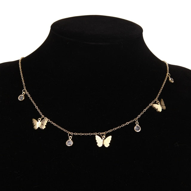 Vintage Multilayer Pendant Butterfly Necklace for Women Butterflies Moon Star Charm Choker Necklaces Boho Jewelry Christmas Gift-Dollar Bargains Online Shopping Australia