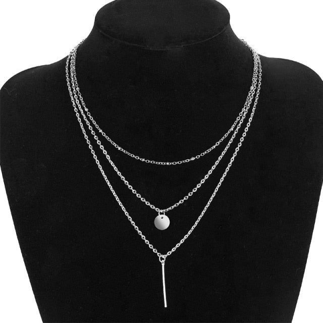 Vintage Multilayer Pendant Butterfly Necklace for Women Butterflies Moon Star Charm Choker Necklaces Boho Jewelry Christmas Gift-Dollar Bargains Online Shopping Australia