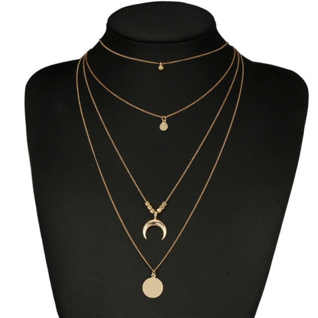Vintage Multilayer Pendant Butterfly Necklace for Women Butterflies Moon Star Charm Choker Necklaces Boho Jewelry Christmas Gift-Dollar Bargains Online Shopping Australia