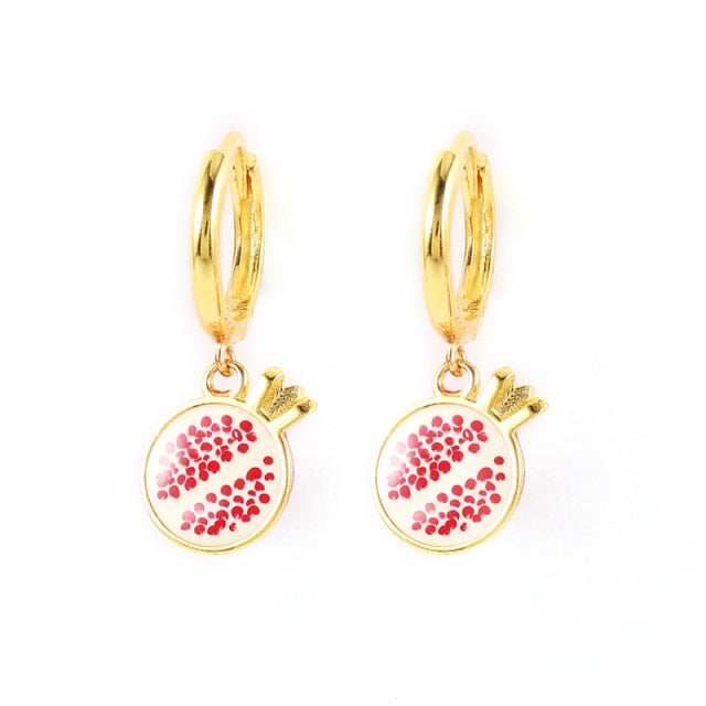925 Sterling Silver Colored Enamel Fruit Pendant Dangle Earrings Summer Collection Strawberry Avocado Cherry Charm Earrings-Dollar Bargains Online Shopping Australia