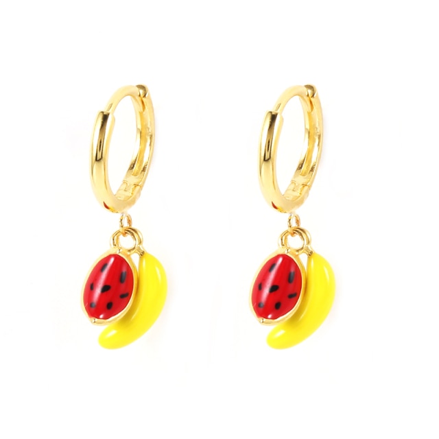 925 Sterling Silver Colored Enamel Fruit Pendant Dangle Earrings Summer Collection Strawberry Avocado Cherry Charm Earrings-Dollar Bargains Online Shopping Australia