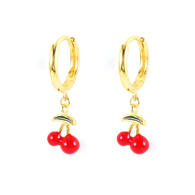 925 Sterling Silver Colored Enamel Fruit Pendant Dangle Earrings Summer Collection Strawberry Avocado Cherry Charm Earrings-Dollar Bargains Online Shopping Australia