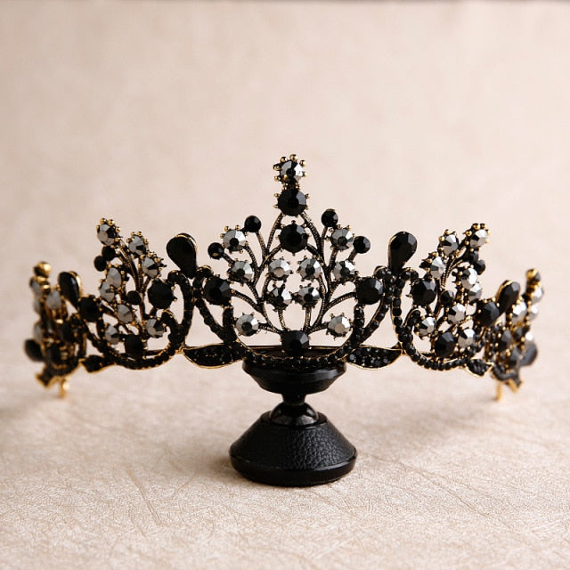 bride retro black crystal crown queen tiara brides wedding jewelry hair accessories-Dollar Bargains Online Shopping Australia