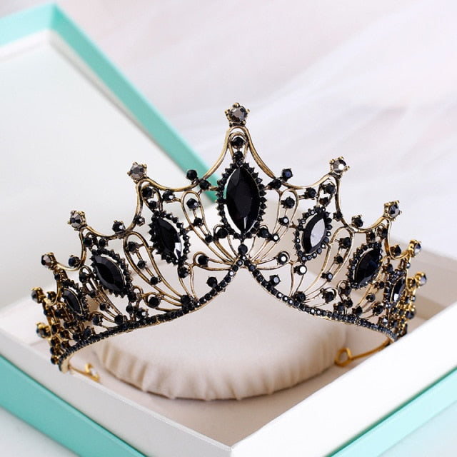 bride retro black crystal crown queen tiara brides wedding jewelry hair accessories-Dollar Bargains Online Shopping Australia