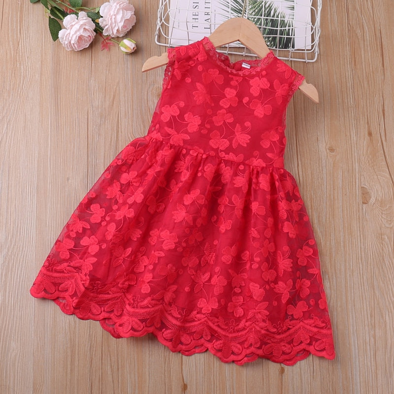 Girls Dress Sleeveless Baby Kids Clothes Summer Children Clothing Leaf Embroidery Girl Clothes Toddler Dresses-Dollar Bargains Online Shopping Australia