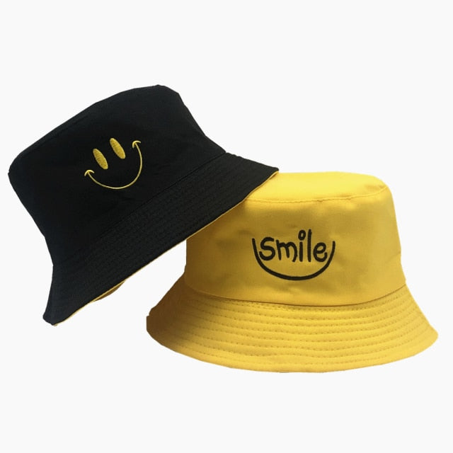 SMILE Bucket Hat Double Sided Bucket Hat Smiling Face Unisex Fashion Bob Cap Hip Hop Gorro Men Summer Cap-Dollar Bargains Online Shopping Australia