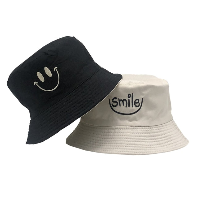 SMILE Bucket Hat Double Sided Bucket Hat Smiling Face Unisex Fashion Bob Cap Hip Hop Gorro Men Summer Cap-Dollar Bargains Online Shopping Australia