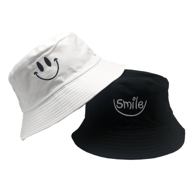 SMILE Bucket Hat Double Sided Bucket Hat Smiling Face Unisex Fashion Bob Cap Hip Hop Gorro Men Summer Cap-Dollar Bargains Online Shopping Australia