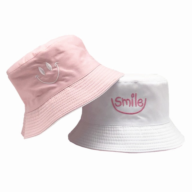 SMILE Bucket Hat Double Sided Bucket Hat Smiling Face Unisex Fashion Bob Cap Hip Hop Gorro Men Summer Cap-Dollar Bargains Online Shopping Australia