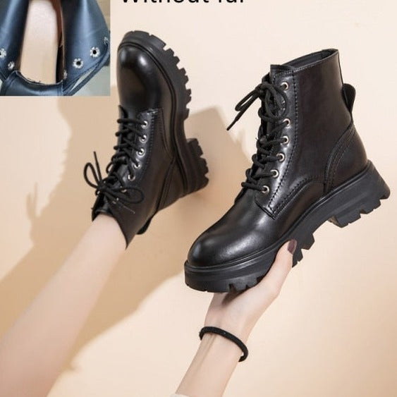 Martin Boots Genuine Leather Lace-up Motorcycle Boots Ladies British Style Ankle-Dollar Bargains Online Shopping Australia