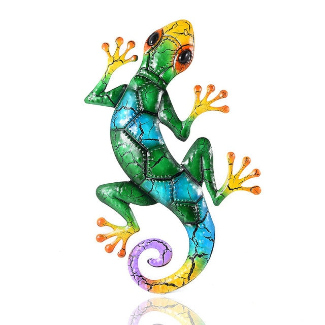 Metal Gecko Yard Garden Decoration Outdoor Statues Home-garden Wall Decor Miniature Accessories Sculpture Lizard Ornaments Fairy-Dollar Bargains Online Shopping Australia