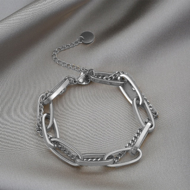 Fashion Link Chain Stainless Steel Bangle Bracelet for Women Exquisite Gold Metal Bracelet Jewelry Girl-Dollar Bargains Online Shopping Australia