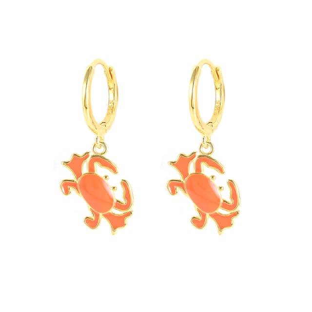 925 Silver Cute Enamel Crab Shrimp Pendant Dangle Earrings Summer Beach Collection Octopus Surfboard Charm Drop Earrings-Dollar Bargains Online Shopping Australia