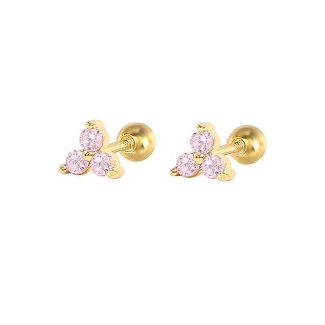 925 Sterling Silver Pink Zircon CZ Series Stud Earrings Crystal Sakura Flower Cross Bee Ear Stud Jewelry For Women Girls-Dollar Bargains Online Shopping Australia