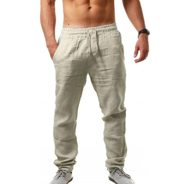 Cotton Linen Pants Male Summer Breathable Solid Color Linen Trousers Fitness Streetwear M-3XL-Dollar Bargains Online Shopping Australia