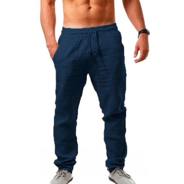 Cotton Linen Pants Male Summer Breathable Solid Color Linen Trousers Fitness Streetwear M-3XL-Dollar Bargains Online Shopping Australia
