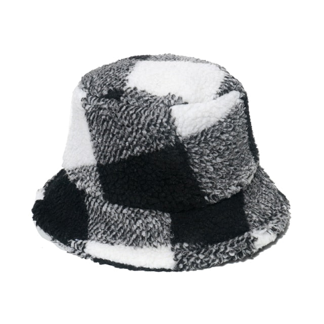 Winter Outdoor Vacation Lady Panama Black Solid Thickened Soft Warm Fishing Cap Faux Fur Rabbit Bucket Hat For Women-Dollar Bargains Online Shopping Australia