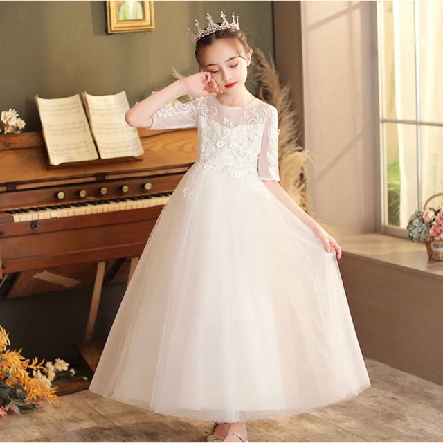 Baby Girls Gold Wire Embroidered Princess Dress kids Sequins Tutu Dresses For Toddler Girls flower Party Dress Girls Clothing-Dollar Bargains Online Shopping Australia