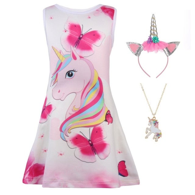 Unicorn personalised Baby Kids Dresses Girls Dress Sleeveless Clothing Children Princess Party-Dollar Bargains Online Shopping Australia