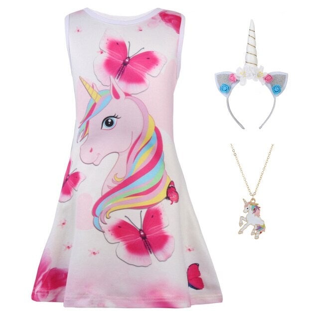 Unicorn personalised Baby Kids Dresses Girls Dress Sleeveless Clothing Children Princess Party-Dollar Bargains Online Shopping Australia