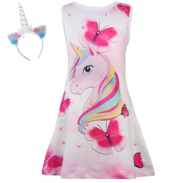 Unicorn personalised Baby Kids Dresses Girls Dress Sleeveless Clothing Children Princess Party-Dollar Bargains Online Shopping Australia