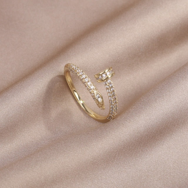 Jewelry Exquisite 14K Real Gold Plated Zircon Ring Elegant Opening Adjustable Wedding Gift-Dollar Bargains Online Shopping Australia