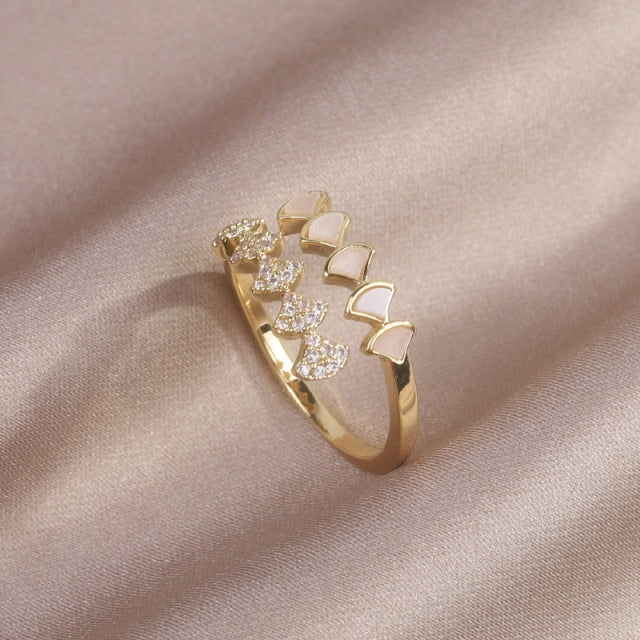 Jewelry Exquisite 14K Real Gold Plated Zircon Ring Elegant Opening Adjustable Wedding Gift-Dollar Bargains Online Shopping Australia