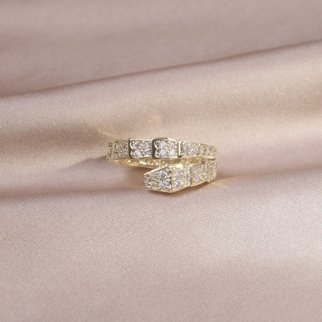 Jewelry Exquisite 14K Real Gold Plated Zircon Ring Elegant Opening Adjustable Wedding Gift-Dollar Bargains Online Shopping Australia