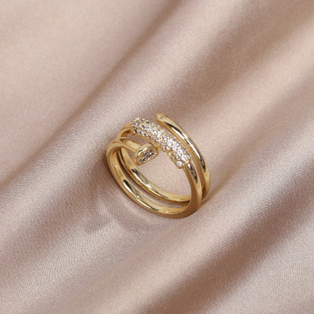 Jewelry Exquisite 14K Real Gold Plated Zircon Ring Elegant Opening Adjustable Wedding Gift-Dollar Bargains Online Shopping Australia