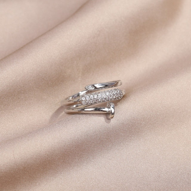 Jewelry Exquisite 14K Real Gold Plated Zircon Ring Elegant Opening Adjustable Wedding Gift-Dollar Bargains Online Shopping Australia
