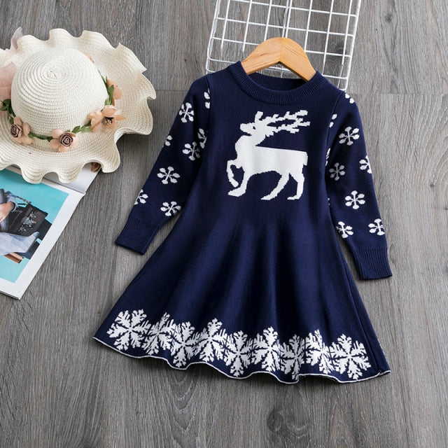 Autumn Girl Dress Children Clothes Kids Dresses For Girls Party Dress Long Sleeve Knitted Sweater Toddler Girl Dress-Dollar Bargains Online Shopping Australia