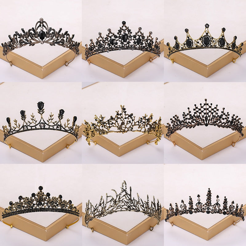 Baroque Vintage Black Tiara And Crowns Crystal Rhinestone Wedding Hair Accessories Queen Princess Crown More Design Head Jewelry-Dollar Bargains Online Shopping Australia