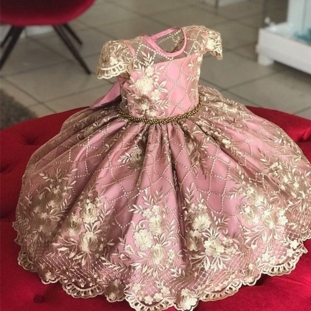 Girls Princess Kids Dresses for Girls Tutu Lace Flower Embroidered Ball Gown Baby Girls Clothes Children Wedding Party Dress-Dollar Bargains Online Shopping Australia