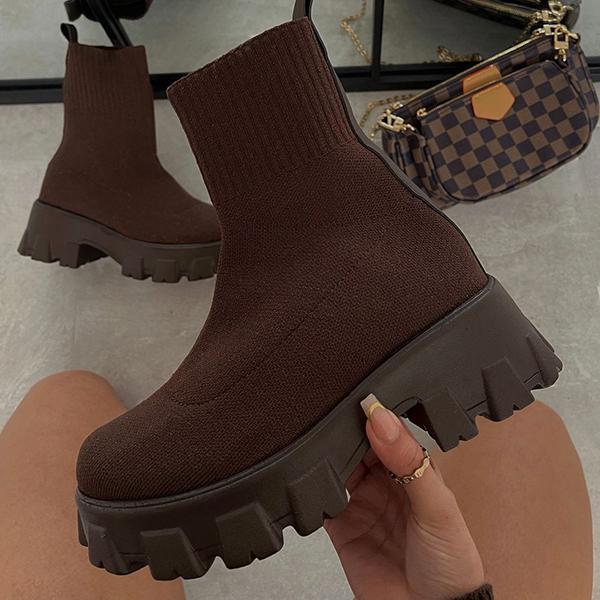 Couple Socks Shoes Women Thick-soled Casual Large Size Net Red Knitted Short Boots Women-Dollar Bargains Online Shopping Australia