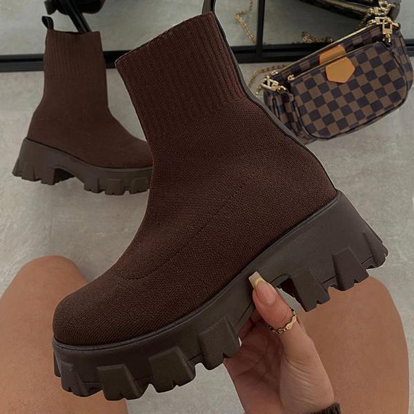 Couple Socks Shoes Women Thick-soled Casual Large Size Net Red Knitted Short Boots Women-Dollar Bargains Online Shopping Australia