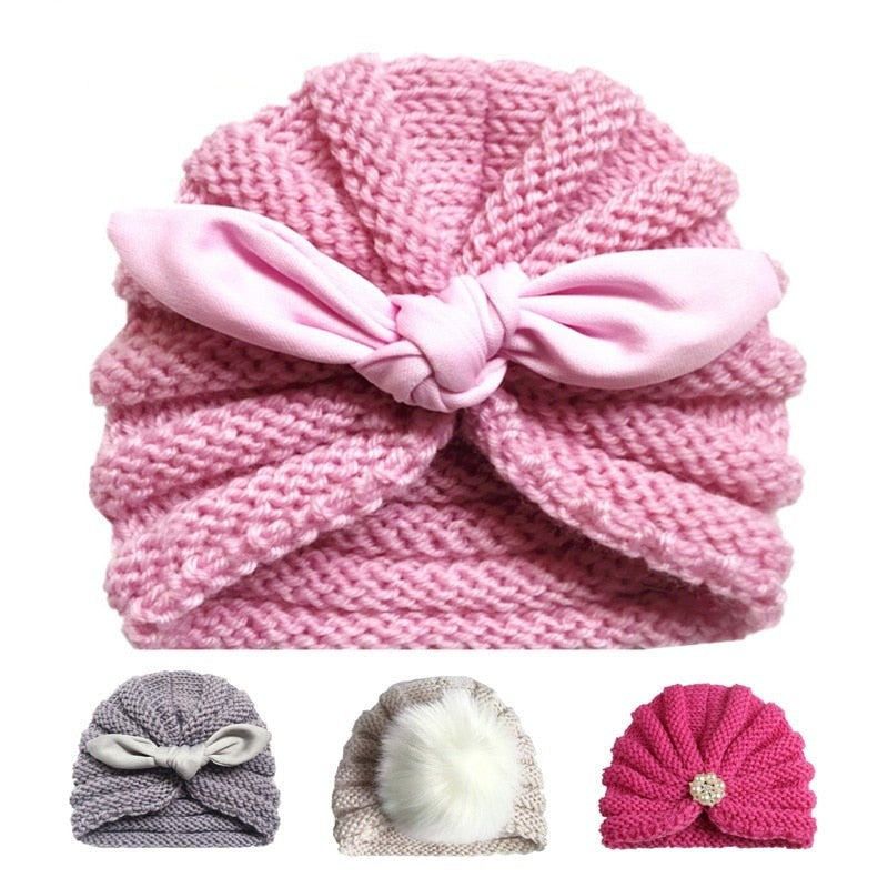 Knitted Winter Baby Hat for Girls Candy Color Bonnet Enfant Baby Beanie Turban Hats Newborn Baby Cap for Boys Accessories-Dollar Bargains Online Shopping Australia