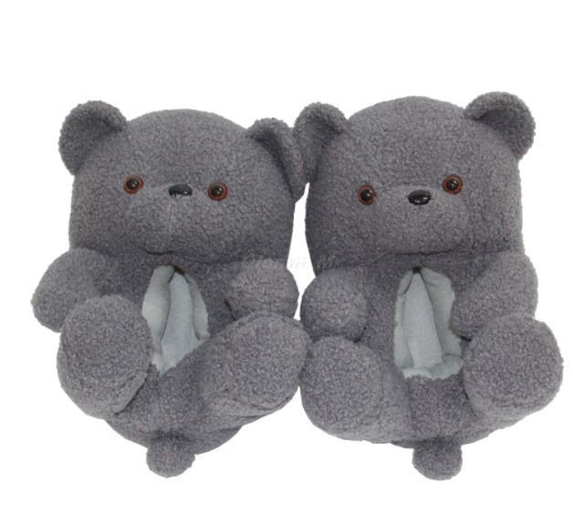 Teddy Bear women christmas plush slippers Cartoon Cute Bear House Slipper Furry Faux Fur Slides Woman Furry-Dollar Bargains Online Shopping Australia