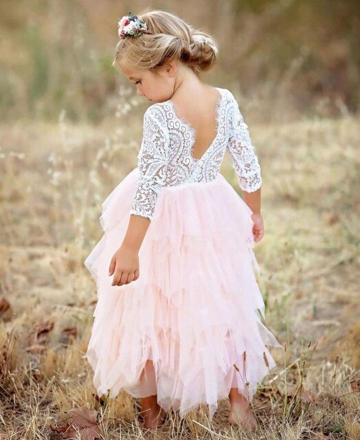 Girls Clothes Princess Party Dress Backless Lace Tutu Layered Dress Elegant Ceremony Teenage Costume-Dollar Bargains Online Shopping Australia